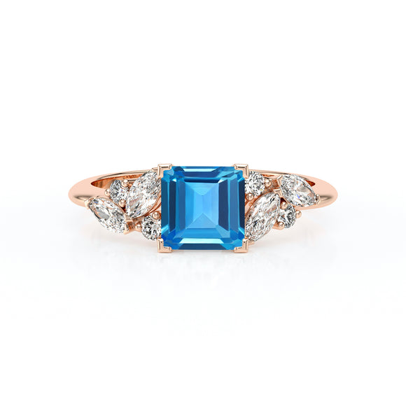Solitaire accompagné topaze diamant Divine Idylle - 22