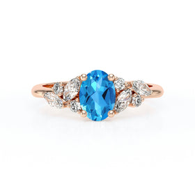 Solitaire accompagné topaze diamant Divine Idylle - 23
