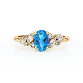 Solitaire accompagné topaze diamant Divine Idylle - 23