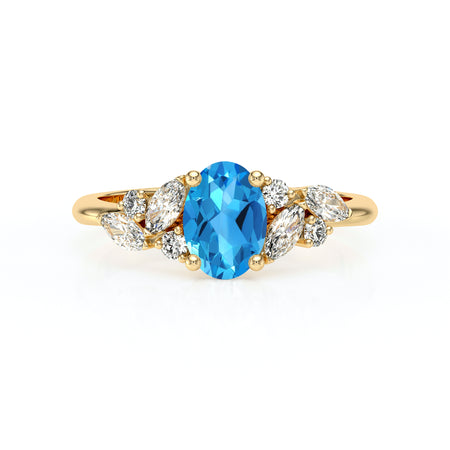 Solitaire accompagné topaze diamant Divine Idylle - 23