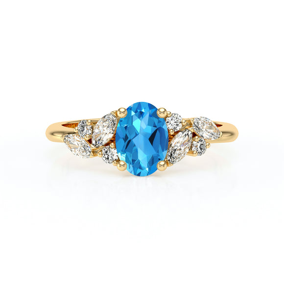 Solitaire accompagné topaze diamant Divine Idylle - 23