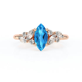 Solitaire accompagné topaze diamant Divine Idylle - 24
