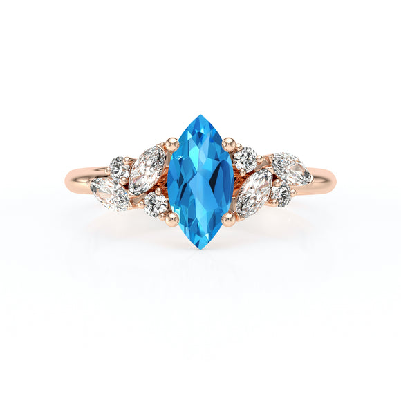 Solitaire accompagné topaze diamant Divine Idylle - 24
