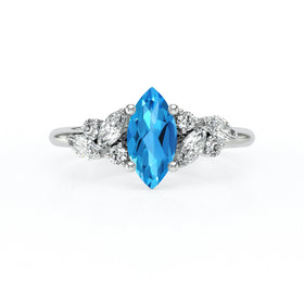 Solitaire accompagné topaze diamant Divine Idylle - 24