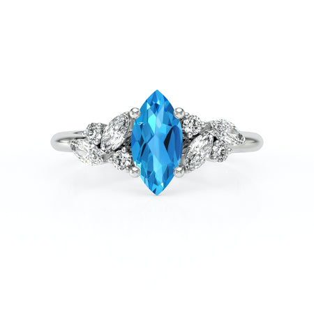 Solitaire accompagné topaze diamant Divine Idylle - 24