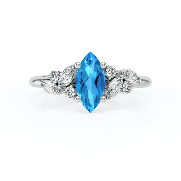 Solitaire accompagné topaze diamant Divine Idylle - 24