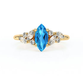 Solitaire accompagné topaze diamant Divine Idylle - 24