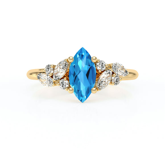 Solitaire accompagné topaze diamant Divine Idylle - 24