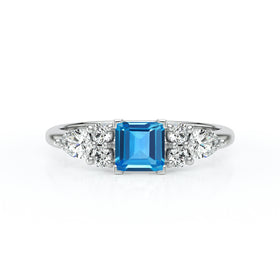 Solitaire accompagné topaze diamant Divine Idylle - 26