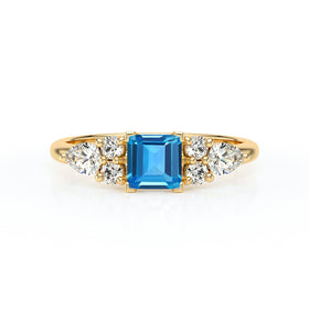 Solitaire accompagné topaze diamant Divine Idylle - 26