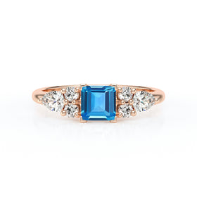 Solitaire accompagné topaze diamant Divine Idylle - 26