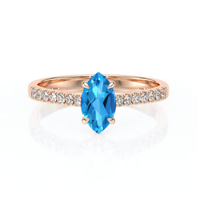 Solitaire accompagné topaze et diamant Divine Idylle - 6