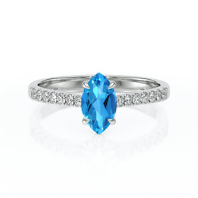 Solitaire accompagné topaze et diamant Divine Idylle - 6