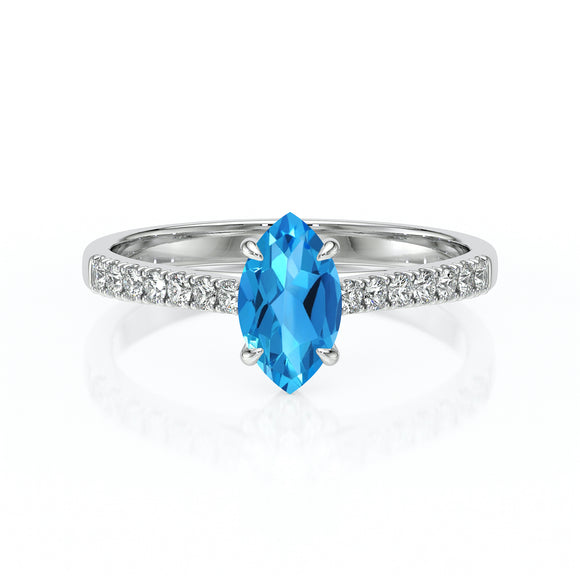 Solitaire accompagné topaze et diamant Divine Idylle - 6