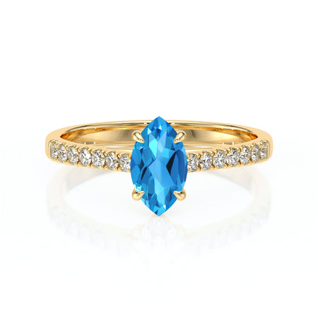 Solitaire accompagné topaze et diamant Divine Idylle - 6