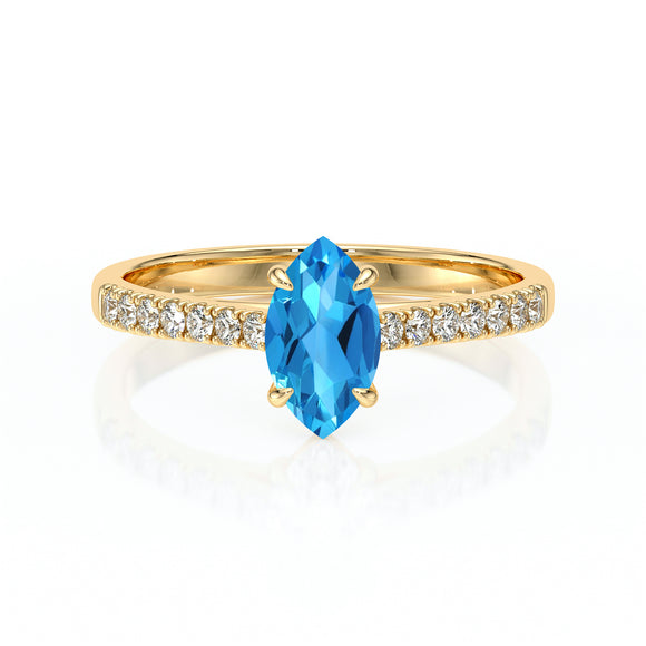 Solitaire accompagné topaze et diamant Divine Idylle - 6