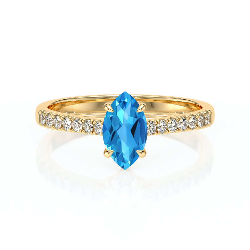 Solitaire accompagné topaze et diamant Divine Idylle - 6