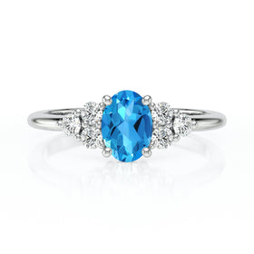 Solitaire accompagné topaze et diamant Divine Idylle - 7