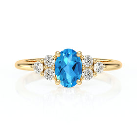 Solitaire accompagné topaze et diamant Divine Idylle - 7