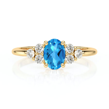 Solitaire accompagné topaze et diamant Divine Idylle - 7