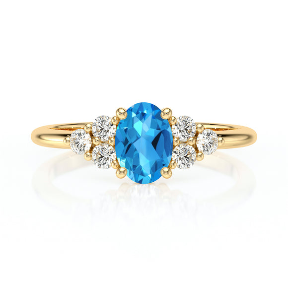 Solitaire accompagné topaze et diamant Divine Idylle - 7