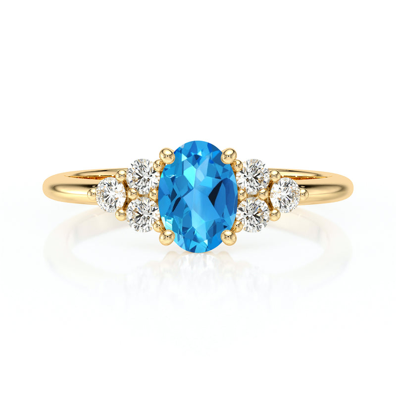 Solitaire accompagné topaze et diamant Divine Idylle - 7