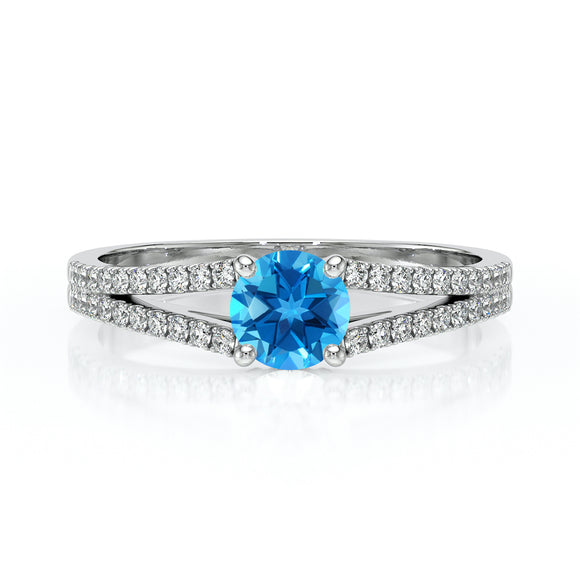 Solitaire accompagné topaze et diamant Divine Idylle - 8