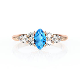 Solitaire accompagné topaze diamant Divine Idylle - 9