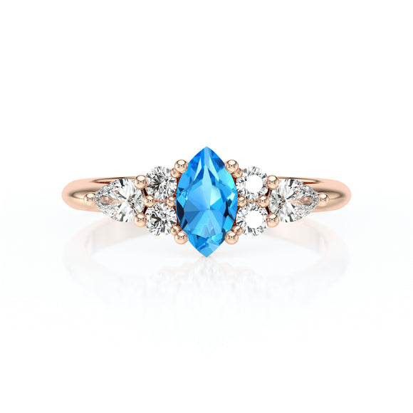Solitaire accompagné topaze diamant Divine Idylle - 9