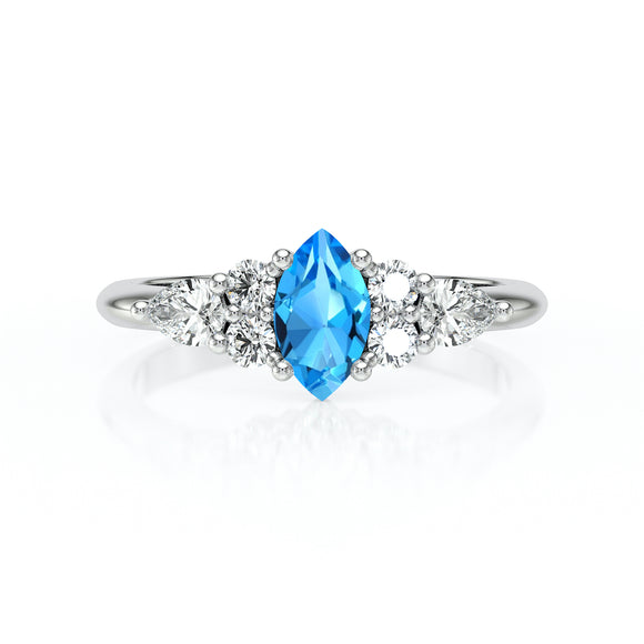Solitaire accompagné topaze diamant Divine Idylle - 9