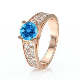 Solitaire accompagné topaze diamant Fou de toi - 2