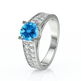Solitaire accompagné topaze diamant Fou de toi - 2