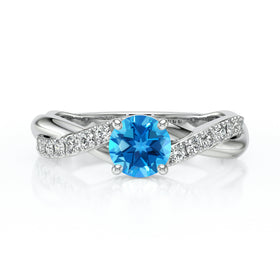 Solitaire accompagné topaze diamant Fou de toi - 3