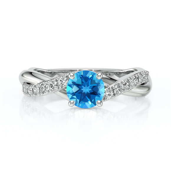 Solitaire accompagné topaze diamant Fou de toi - 3