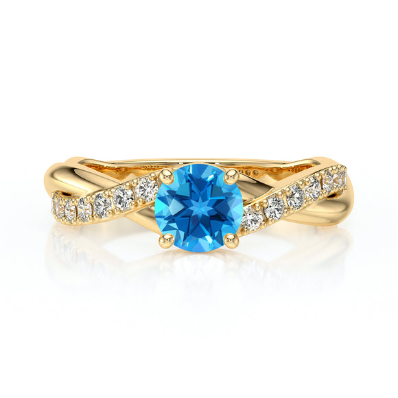 Solitaire accompagné topaze diamant Fou de toi - 3