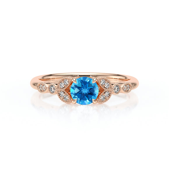 Solitaire accompagné topaze diamant Fou de toi - 4