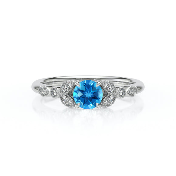 Solitaire accompagné topaze diamant Fou de toi - 4