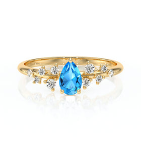 Solitaire accompagné topaze et diamant Pluie d'étoiles - 10