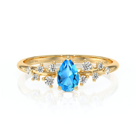 Solitaire accompagné topaze et diamant Pluie d'étoiles - 10