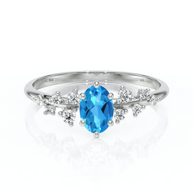 Solitaire accompagné topaze et diamant Pluie d'étoiles - 11