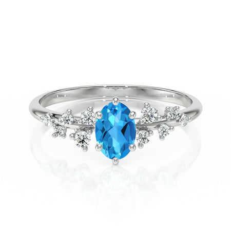 Solitaire accompagné topaze et diamant Pluie d'étoiles - 11