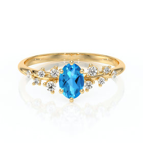 Solitaire accompagné topaze et diamant Pluie d'étoiles - 11