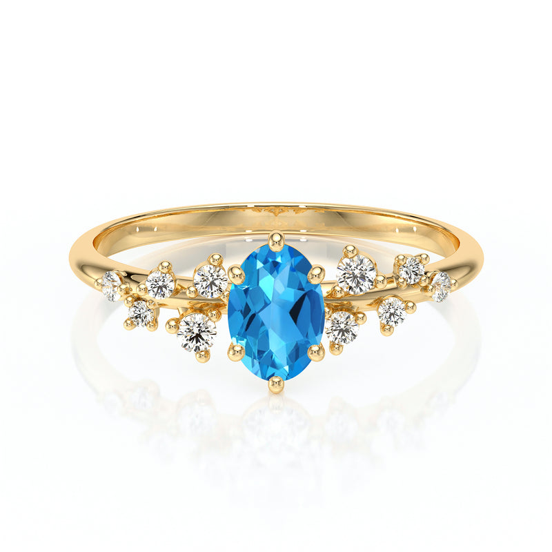 Solitaire accompagné topaze et diamant Pluie d'étoiles - 11