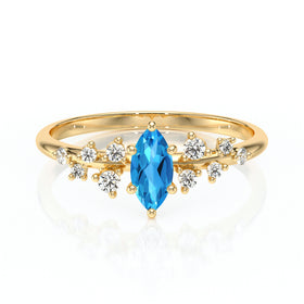 Solitaire accompagné topaze et diamant Pluie d'étoiles - 12