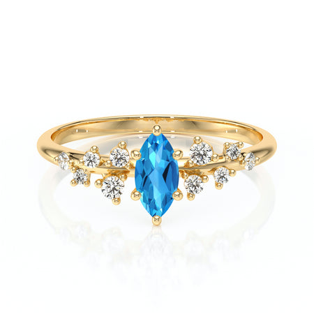 Solitaire accompagné topaze et diamant Pluie d'étoiles - 12