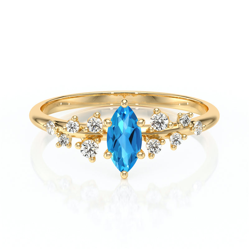 Solitaire accompagné topaze et diamant Pluie d'étoiles - 12