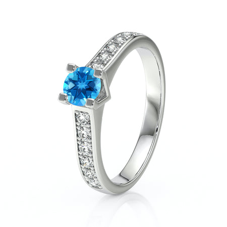 Solitaire accompagné topaze et diamant Pluie d’étoiles - 1