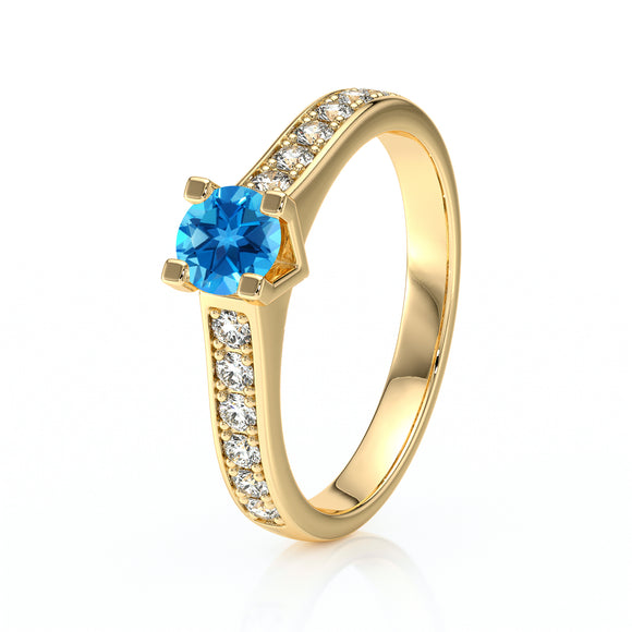 Solitaire accompagné topaze et diamant Pluie d’étoiles - 1