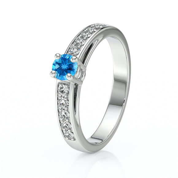 Solitaire accompagné topaze et diamant Pluie d’étoiles - 3