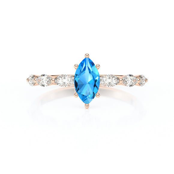 Solitaire accompagné topaze diamant Solstice - 1